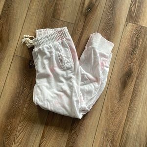 pink and white tie dye joggers